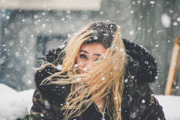 Women playing in the snow